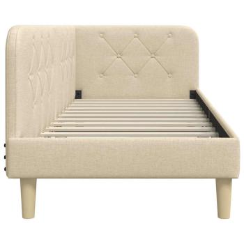 ARDEBO.de - Eckbettgestell mit Kopfteil Creme 80 x 200 cm Stoff