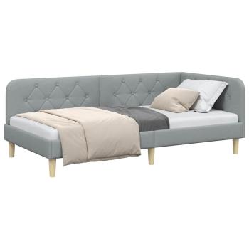 Eckbettgestell mit Kopfteil Hellgrau 90 x 190 cm Stoff