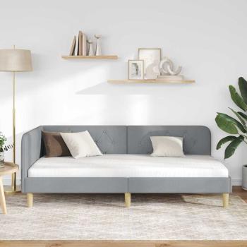 Eckbettgestell mit Kopfteil Hellgrau 90 x 190 cm Stoff