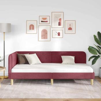 Eckbettgestell mit Kopfteil Weinrot 100 x 200 cm Stoff