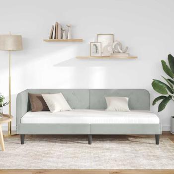 Eckbettgestell mit Kopfteil Hellgrau 80 x 200 cm Samt