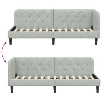 Eckbettgestell mit Kopfteil Hellgrau 80 x 200 cm Samt