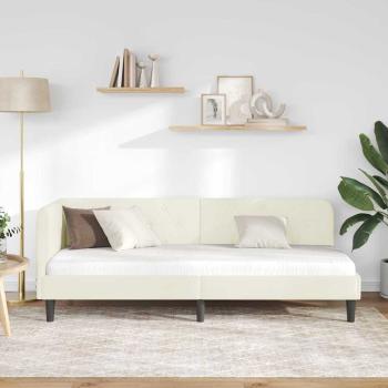 Eckbettgestell mit Kopfteil Creme 80 x 200 cm Samt