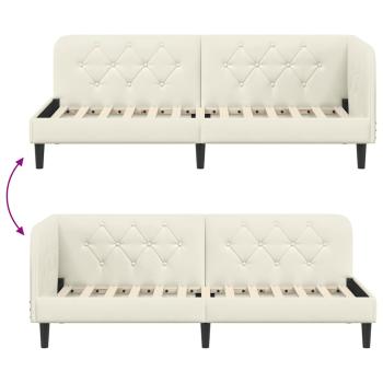 Eckbettgestell mit Kopfteil Creme 80 x 200 cm Samt