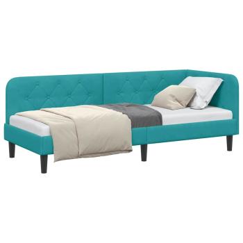 Eckbettgestell mit Kopfteil Türkis 80 x 200 cm Samt