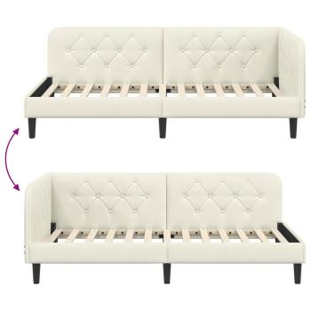 Eckbettgestell mit Kopfteil Creme 90 x 200 cm Samt