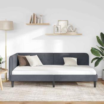 Eckbettgestell mit Kopfteil Dunkelgrau 100 x 200 cm Samt