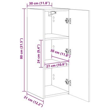 TV-Wandschrank 30 x 31 x 80 cm Weiß Holzwerkstoff