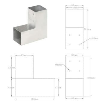 Pfostenverbinder L-Form Verzinktes Metall 81 x 81 mm
