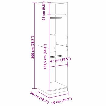 Kleiderschrank Schwarze Eiche 50 x 50 x 200 cm Holzwerkstoff