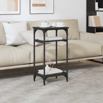 Beistelltisch mit Regal Schwarz Eichen-Optik 40 x 30 x 75 cm