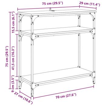 Konsolentisch mit Regal Schwarz Eichen-Optik 75 x 29 x 75 cm