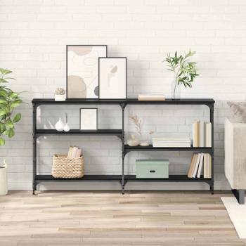 ARDEBO.de - Konsolentisch mit Regal Schwarz Eichen-Optik 150 x 29 x 76.5 cm