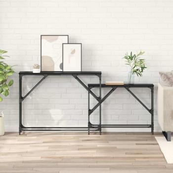 ARDEBO.de - Konsolentisch 2 pcs Schwarz Eichen-Optik 100 x 28 x 75 cm