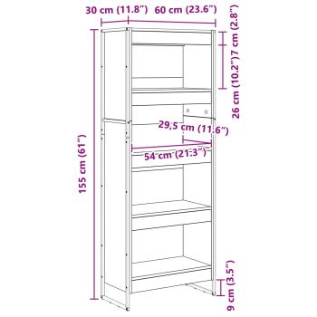 Bücherregal Raucharbe 80 x 30 x 155 cm Holzwerkstoff