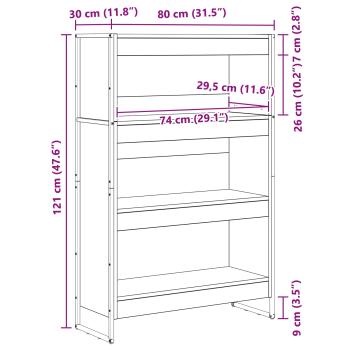 Bücherregal Kunsthandwerk Eiche 80 x 30 x 155 cm Holzwerkstoff