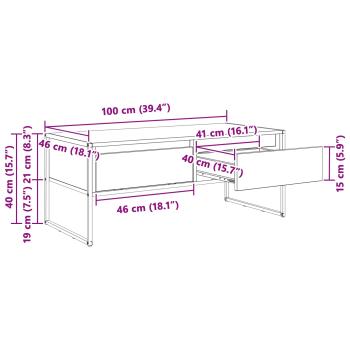 Couchtisch Kunsthandwerk Eiche 100 x 46 x 40 cm Holzwerkstoff