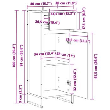 Badezimmerschrank Graues Sonoma 40 x 30 x 100 cm Holzwerkstoff