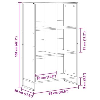 Bücherregal Schwarz Eichen-Optik 99,5 x 30 x 108,5 cm