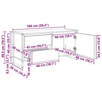 TV-Schränk Schwarz Eichen-Optik 100 x 36 x 49.5 cm