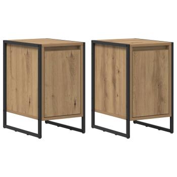 Nachttisch 2 pcs Kunsthandwerk Eiche 39,5 x 30 x 50 cm