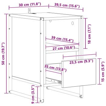 Nachttisch Raucharbe 39,5 x 30 x 50 cm Holzwerkstoff