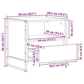 Nachttisch Altholz 50 x 39,5 x 50 cm Holzwerkstoff