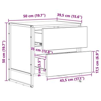 Nachttisch Raucharbe 50 x 39,5 x 50 cm Holzwerkstoff