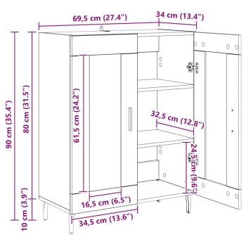 Sideboard Artisan-Eiche 69,5 x 34 x 90 cm Holzwerkstoff