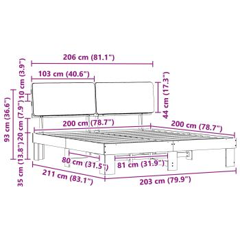 Bettgestell mit gepolstertem Kopfteil Taupe 200 x 200 cm