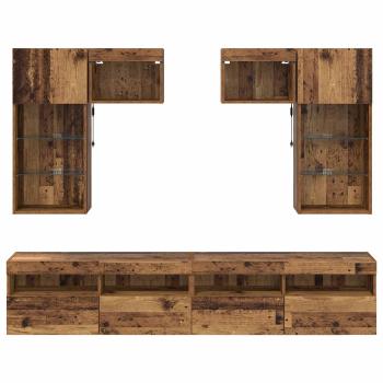 TV-Wandgeräte 6 pcs Schwarz Eichen-Optik 100 x 30 x 40 cm