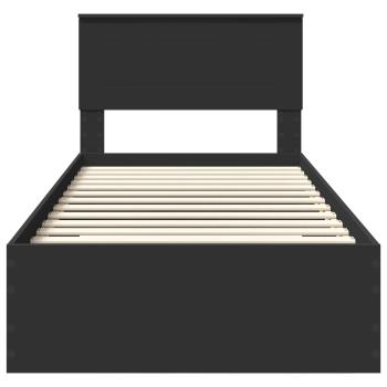 Bettrahmen Schwarz und Silber 100 x 200 cm Holzwerkstoff