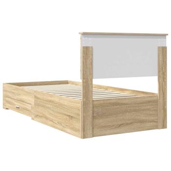 ARDEBO.de - Bettrahmen Sonoma Eiche und Silber 75 x 190 cm Holzwerkstoff