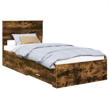 Bettrahmen Rauchige Eiche und Silber 75 x 190 cm Holzwerkstoff