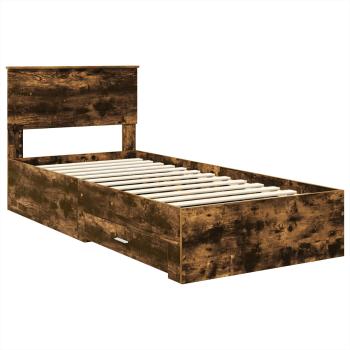 Bettrahmen Rauchige Eiche und Silber 75 x 190 cm Holzwerkstoff