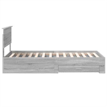 Bettrahmen Graue Sonoma und Silber 75 x 190 cm Holzwerkstoff