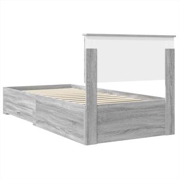 Bettrahmen Graue Sonoma und Silber 75 x 190 cm Holzwerkstoff