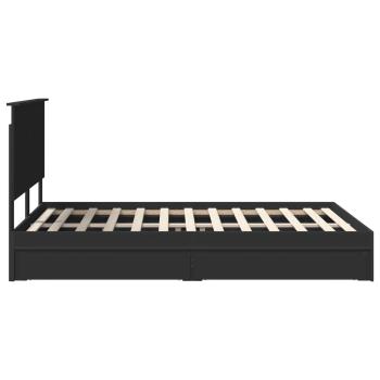 Bettrahmen mit Schubladen Schwarz 150 x 200 cm Holzwerkstoff