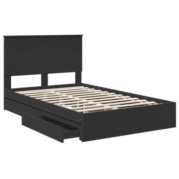Bettrahmen mit Schubladen Schwarz 135 x 190 cm Holzwerkstoff