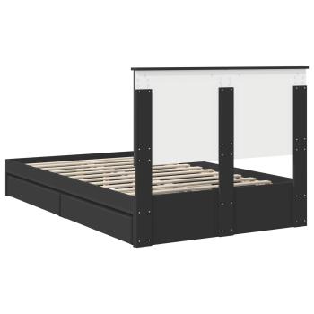 Bettrahmen mit Schubladen Schwarz 135 x 190 cm Holzwerkstoff