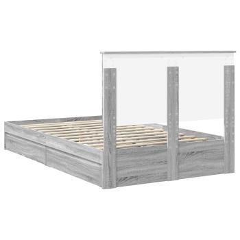 Bettrahmen Graues Sonoma 135 x 190 cm Holzwerkstoff