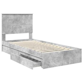 ARDEBO.de - Bettrahmen mit Schubladen Beton Grau 100 x 200 cm Holzwerkstoff