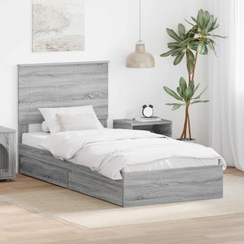 ARDEBO.de - Aufbewahrungsbett Graues Sonoma 90 x 200 cm Holzwerkstoff