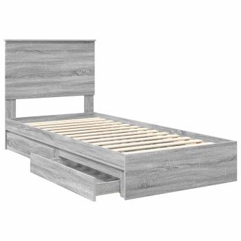 Aufbewahrungsbett Graues Sonoma 90 x 200 cm Holzwerkstoff