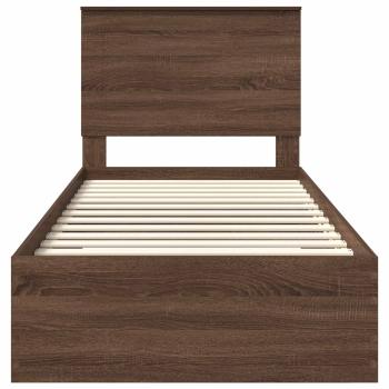 Bettrahmen Braune Eiche und Silber 100 x 200 cm Holzwerkstoff