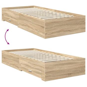 Bettrahmen Sonoma Eiche und Silber 75 x 190 cm Holzwerkstoff