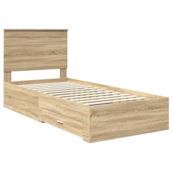 Bettrahmen Sonoma Eiche und Silber 75 x 190 cm Holzwerkstoff
