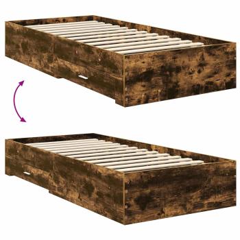 Bettrahmen Rauchige Eiche und Silber 75 x 190 cm Holzwerkstoff