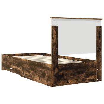 Bettrahmen Rauchige Eiche und Silber 75 x 190 cm Holzwerkstoff