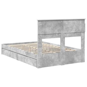 Bettrahmen mit Schubladen Beton Grau 135 x 190 cm Holzwerkstoff
